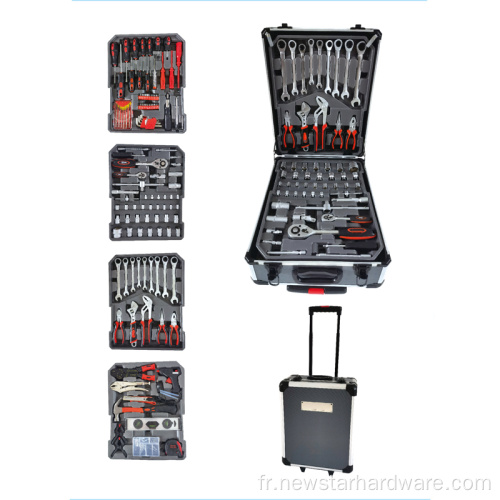 186pcs kits à outils Étui en aluminium avec chariot